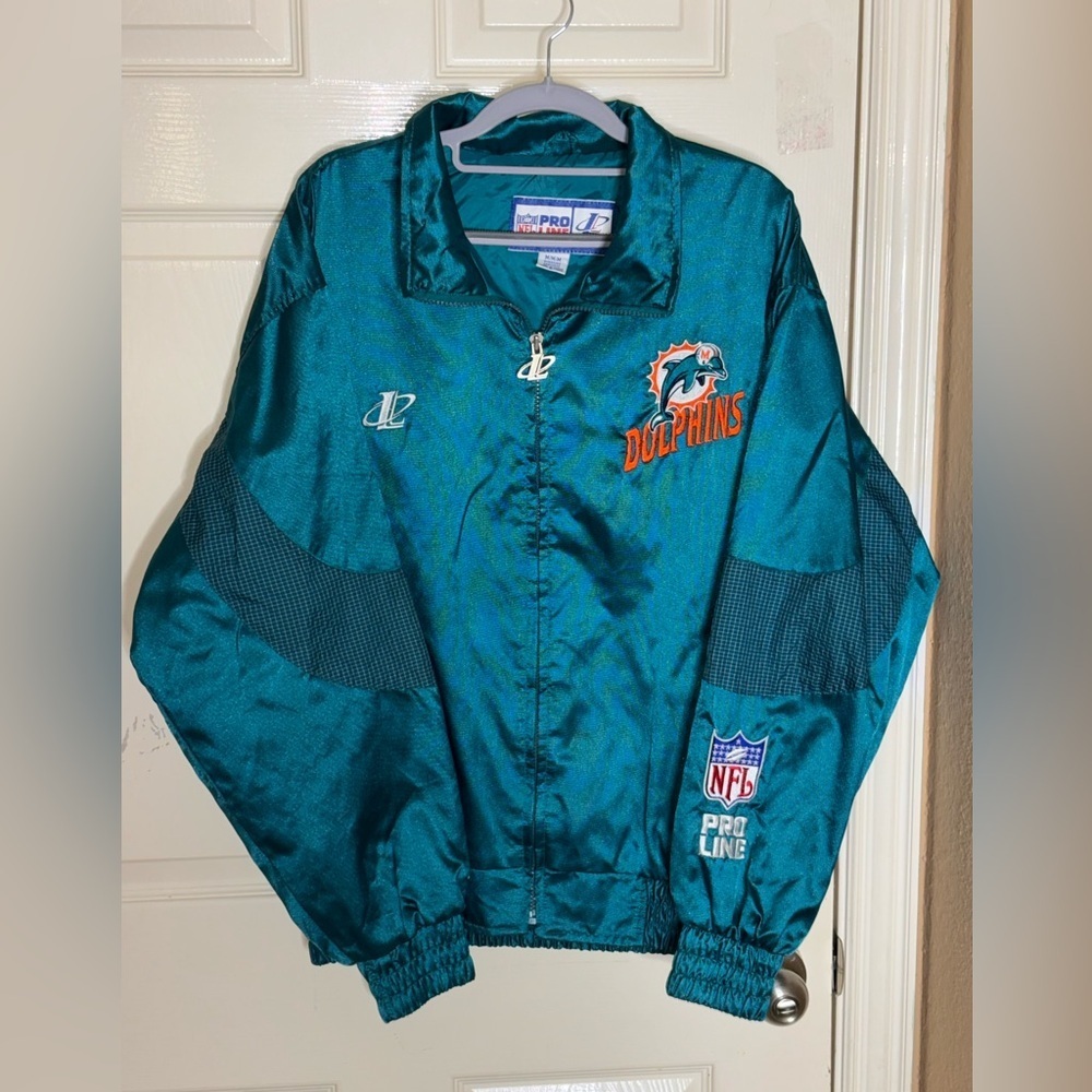 VINTAGE MIAMI DOLPHINS 90s JACKET LOGO 7 SIZE “M” RARE​​ - Picture 7 of 13